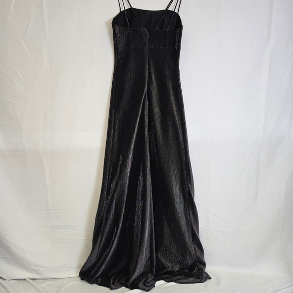 Vtg 80s Nadine Metallic Shimmering Chevron Gown, Black, Juniors 5, Style 1133 - Picture 2 of 16